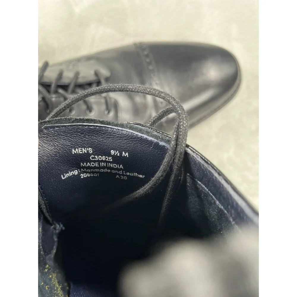 Cole Haan Mens 9.5M Black Leather Cap Toe Oxford Brogue Dress Shoe Lace Up